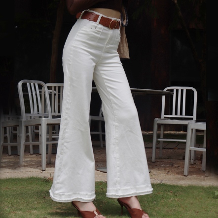 彈力闊腿褲(附皮帶)