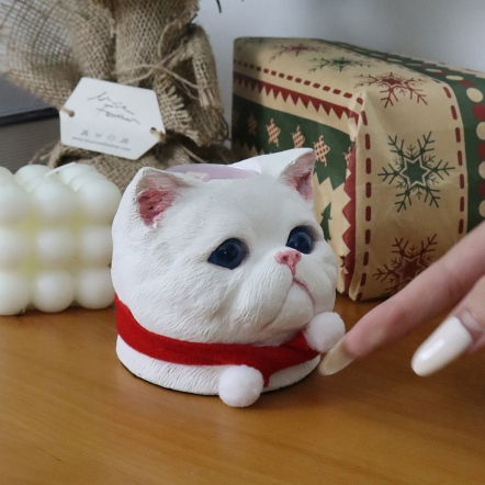 曙MUSE｜扁臉貓水泥燭台