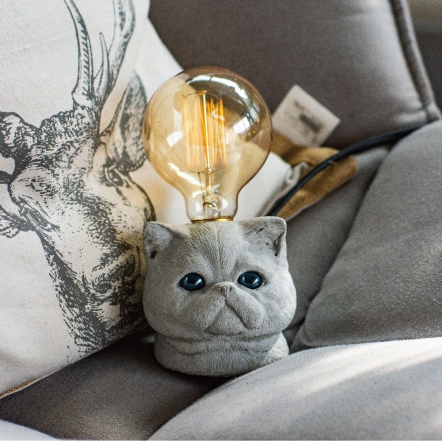 曙MUSE｜扁臉貓水泥桌燈