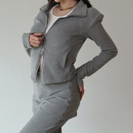 高領外套休閒套裝