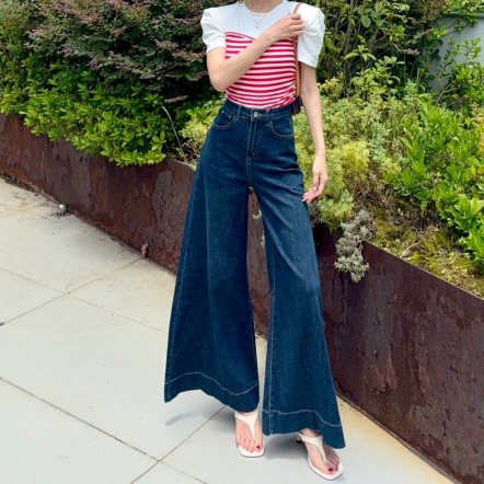 闊腿牛仔寬褲