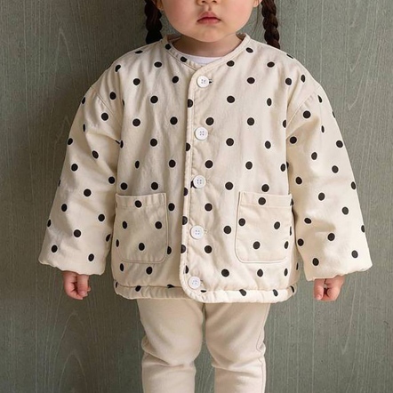 圓點鋪棉排釦外套