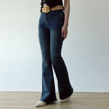 彈力喇叭牛仔褲