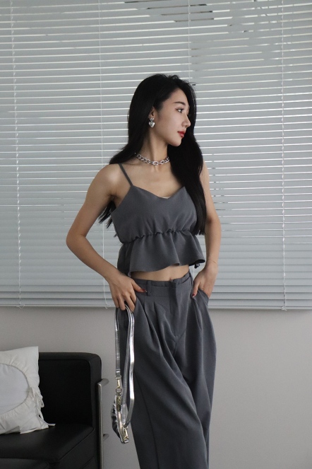 吊帶背心高腰長褲套裝