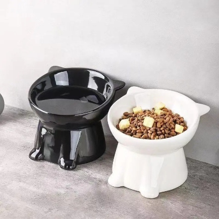 貓咪造型高腳陶瓷寵物碗