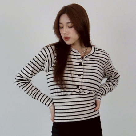 橫條紋修身上衣